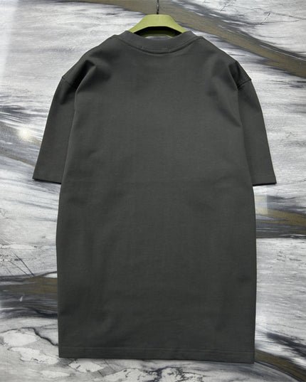 Gucci 2025ss Vintage Script Logo Metallic T‑shirt – Charcoal Grey