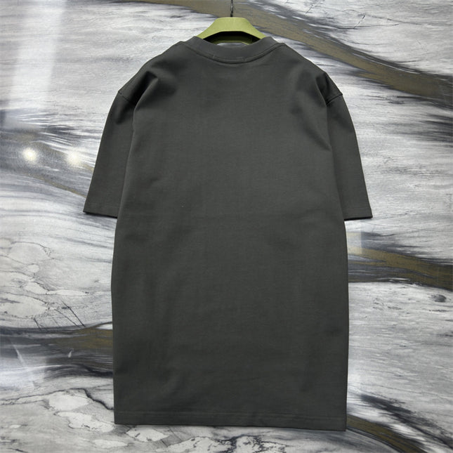 Gucci 2025ss Vintage Script Logo Metallic T‑shirt – Charcoal Grey