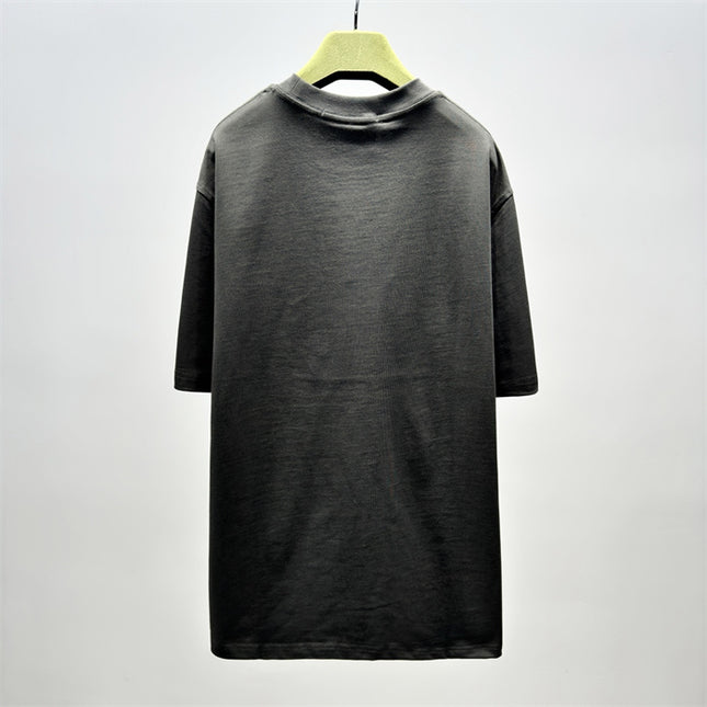 Gucci 2025ss Vintage Script Logo Metallic T‑shirt – Charcoal Grey