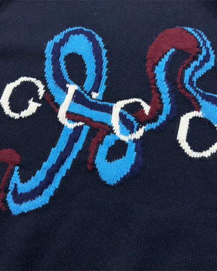 Gucci Abstract Snake Wool Sweater – Navy