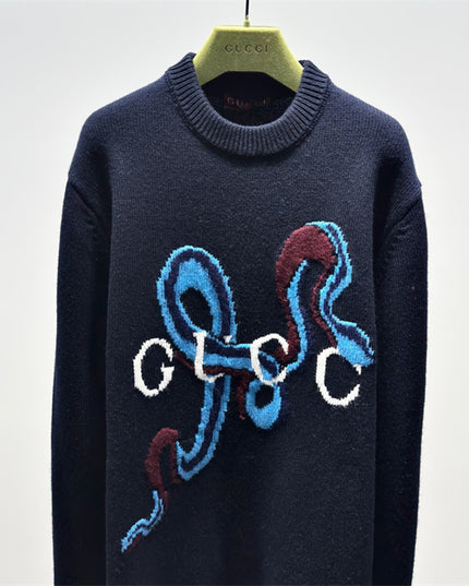 Gucci Abstract Snake Wool Sweater – Navy