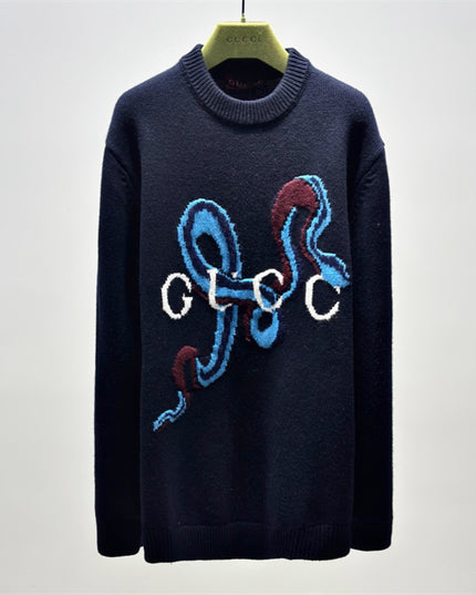Gucci Abstract Snake Wool Sweater – Navy