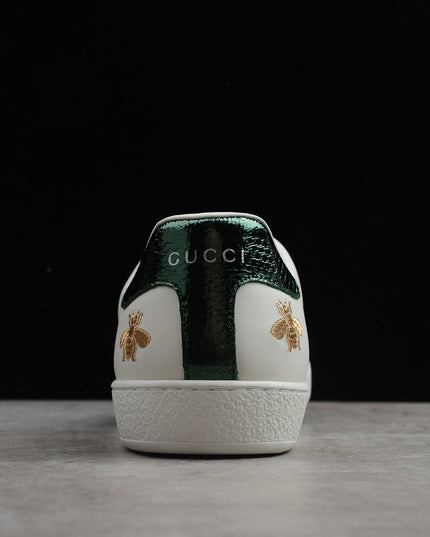 Gucci Ace Embroidered Bee and Star Sneaker with Green Heel Tab