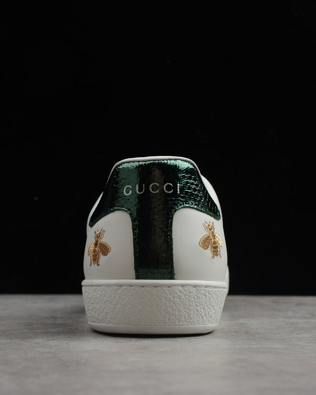 Gucci Ace Embroidered Bee and Star Sneaker with Green Heel Tab