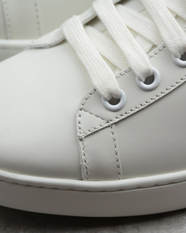 Gucci Ace Leather Sneaker with Pink Heel Tab