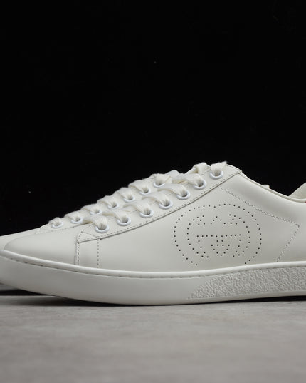 Gucci Ace Leather Sneaker with Pink Heel Tab
