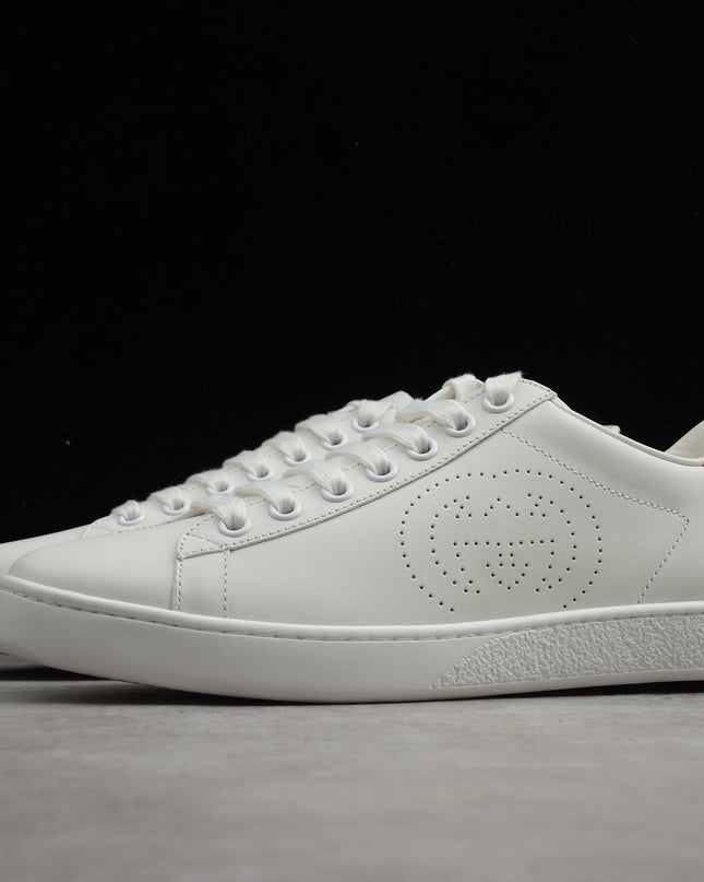 Gucci Ace Leather Sneaker with Pink Heel Tab