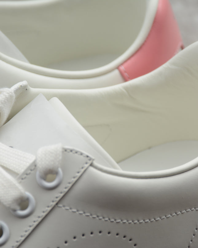Gucci Ace Leather Sneaker with Pink Heel Tab