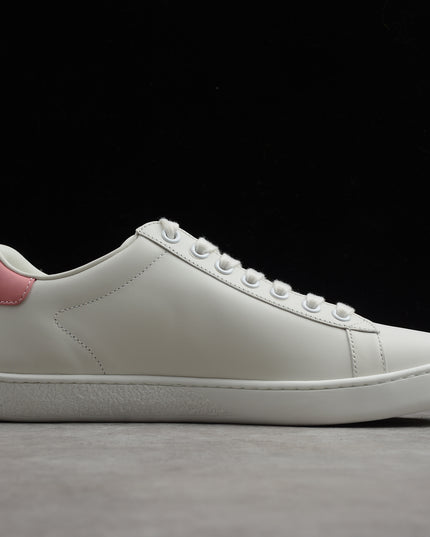Gucci Ace Leather Sneaker with Pink Heel Tab