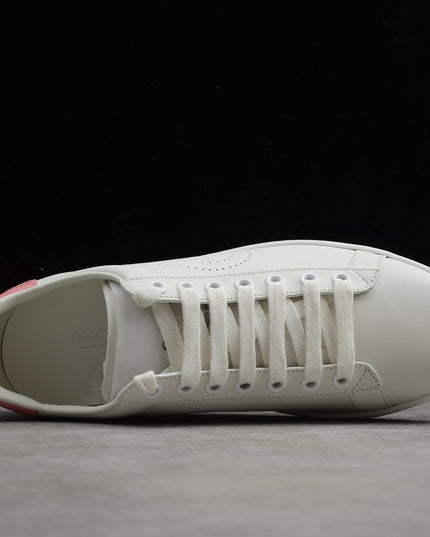 Gucci Ace Leather Sneaker with Pink Heel Tab