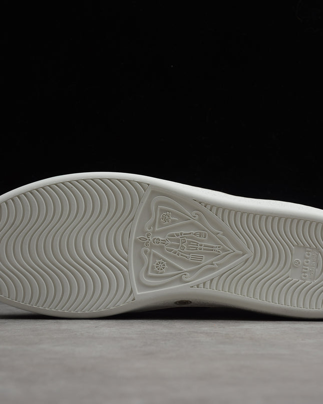 Gucci Ace Sneaker with Embroidered Bee and Red Heel Tab
