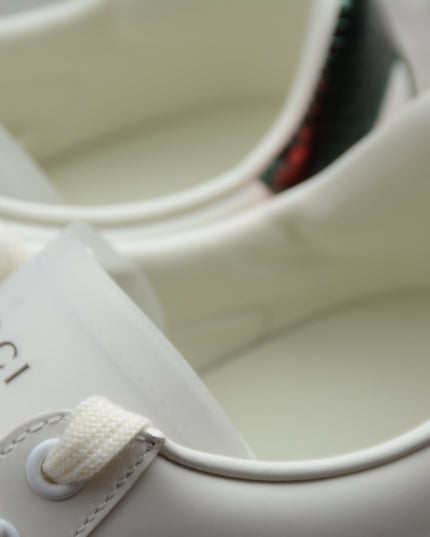 Gucci Ace Sneaker with Embroidered Bee and Red Heel Tab