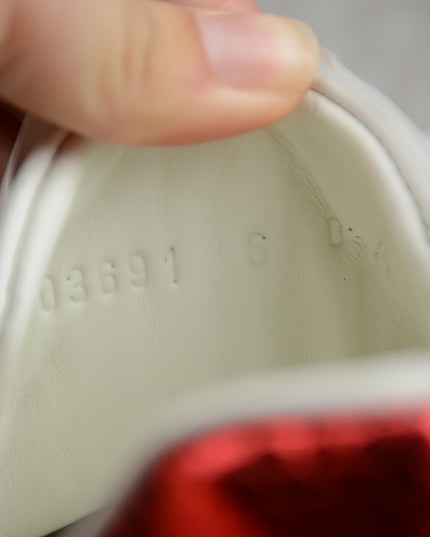 Gucci Ace Sneaker with Embroidered Bee and Red Heel Tab