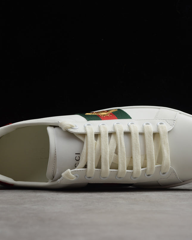 Gucci Ace Sneaker with Embroidered Bee and Red Heel Tab