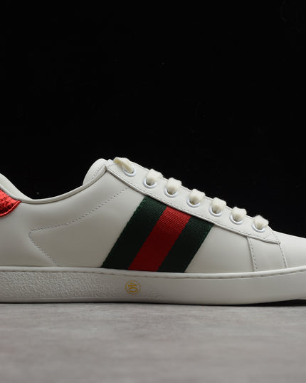 Gucci Ace Sneaker with Embroidered Bee and Red Heel Tab