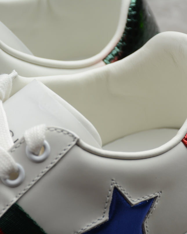 Gucci Ace Sneaker with Multicolor Star Embroidery