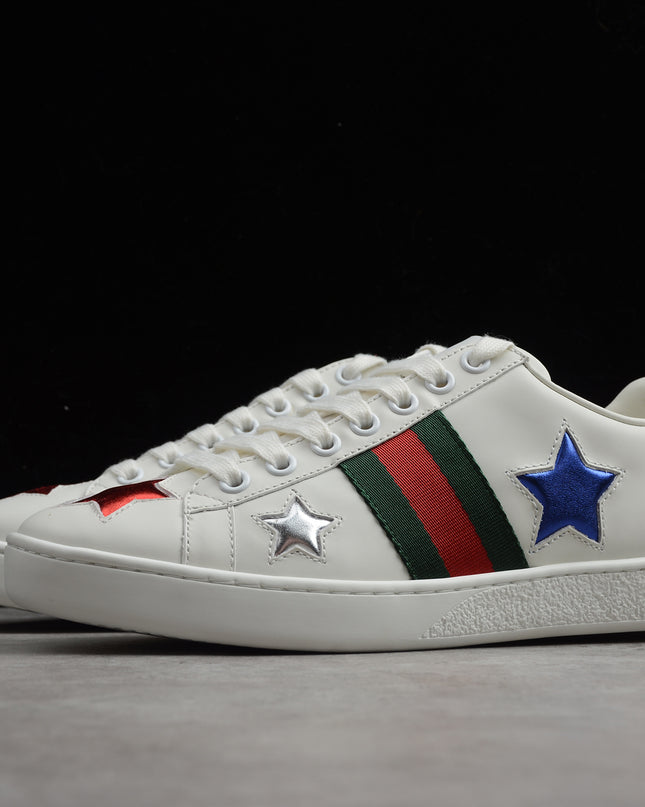 Gucci Ace Sneaker with Multicolor Star Embroidery