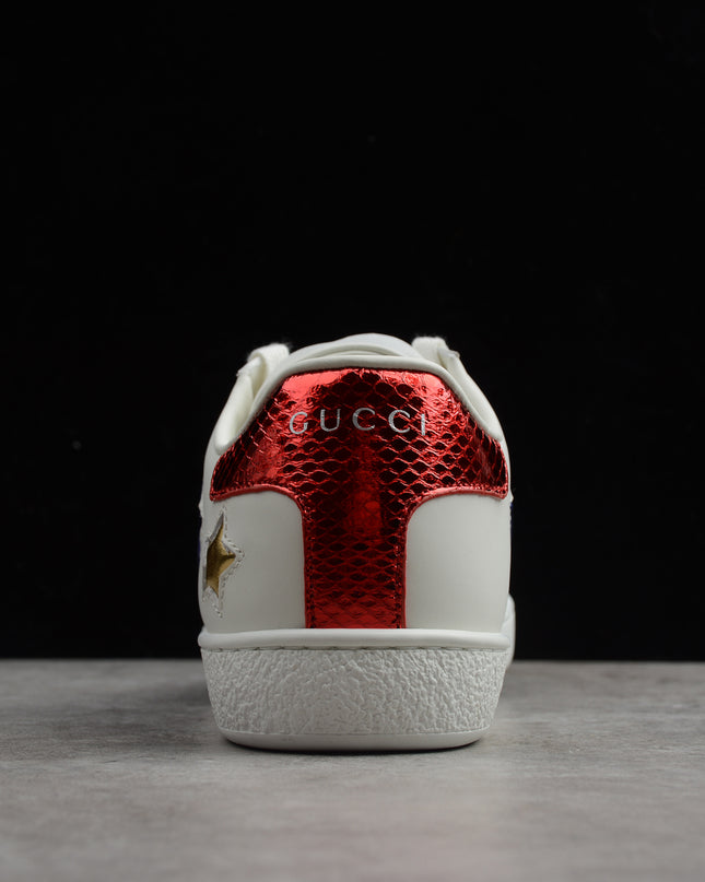 Gucci Ace Sneaker with Multicolor Star Embroidery