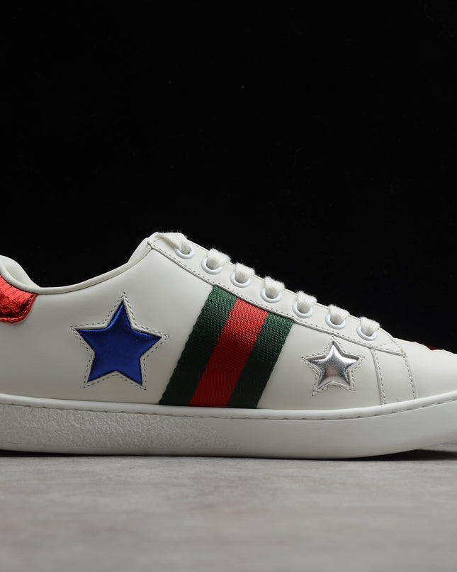 Gucci Ace Sneaker with Multicolor Star Embroidery