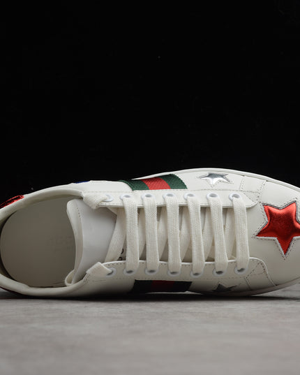Gucci Ace Sneaker with Multicolor Star Embroidery