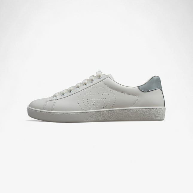 Gucci Ace Sneaker with Perforated GG Logo and Grey Heel Tab