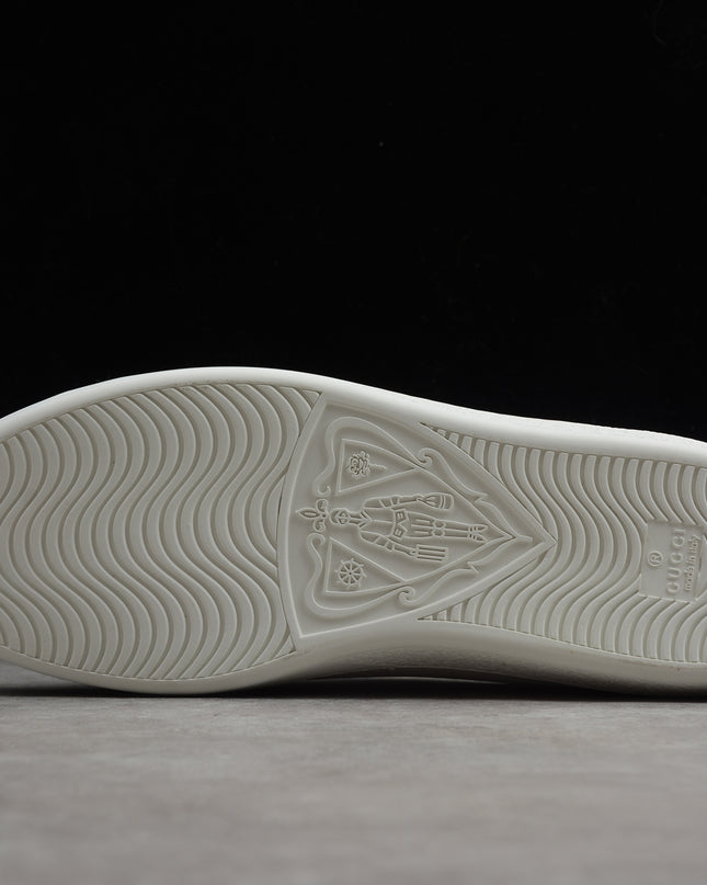 Gucci Ace Sneaker with Perforated GG Logo and Grey Heel Tab