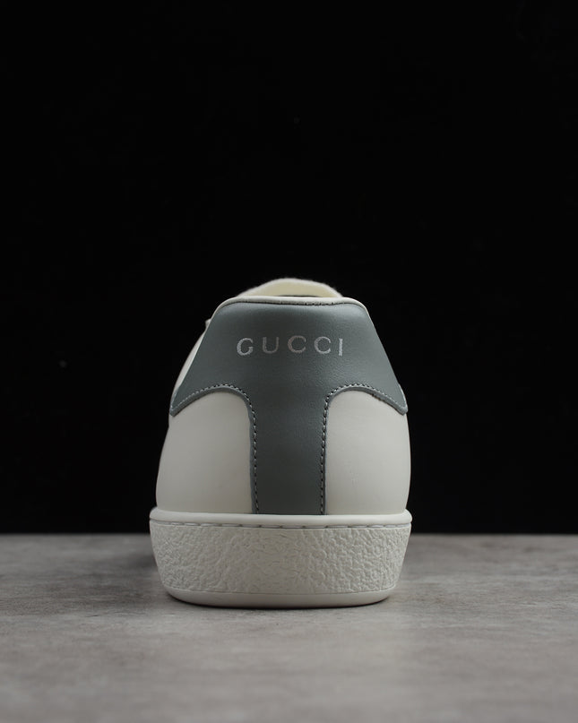 Gucci Ace Sneaker with Perforated GG Logo and Grey Heel Tab