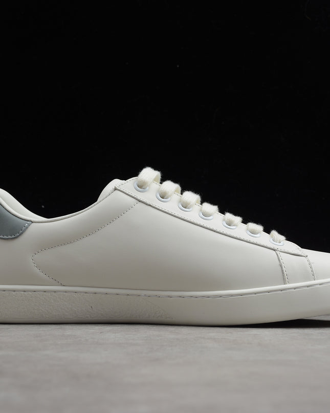 Gucci Ace Sneaker with Perforated GG Logo and Grey Heel Tab