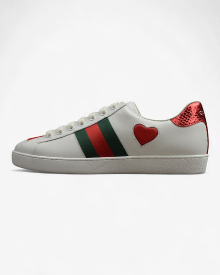 Gucci Ace Sneaker with Web Stripe and Red Heel Tab