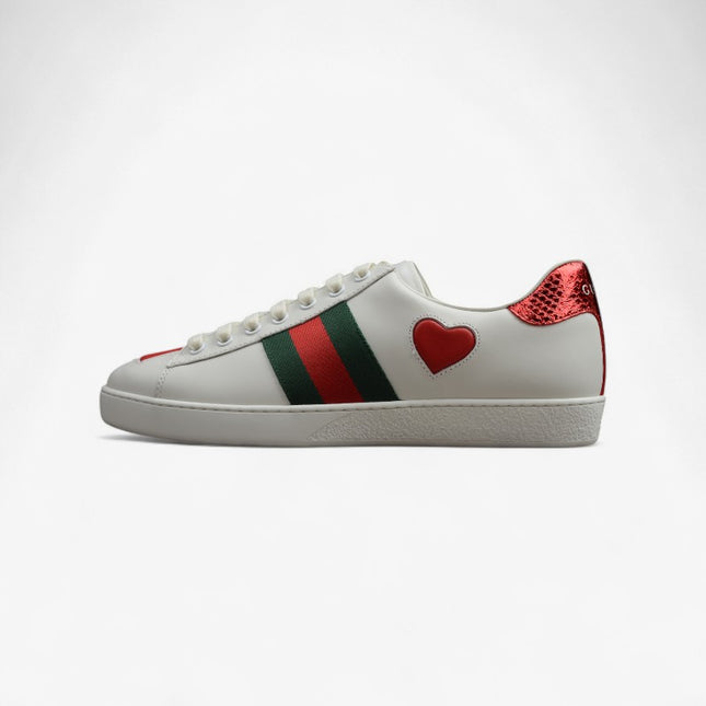 Gucci Ace Sneaker with Web Stripe and Red Heel Tab