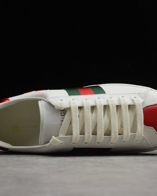 Gucci Ace Sneaker with Web Stripe and Red Heel Tab