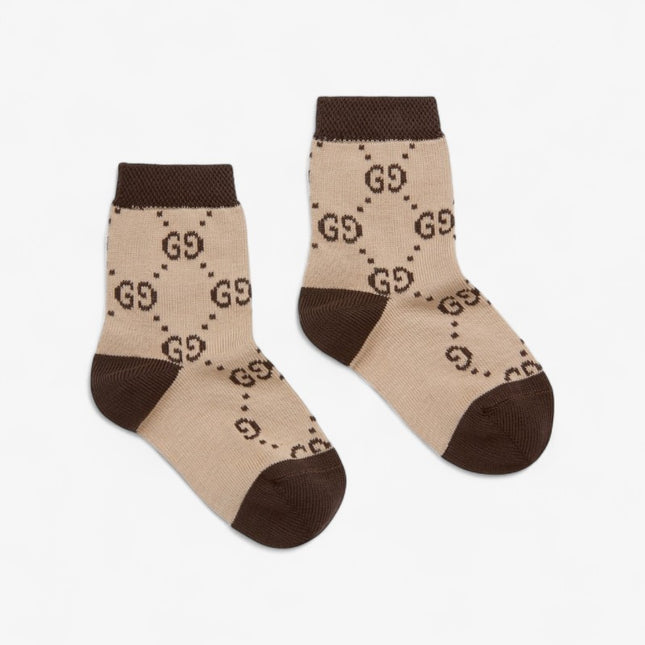 Gucci Baby Beige & Brown GG Pattern Cotton Socks