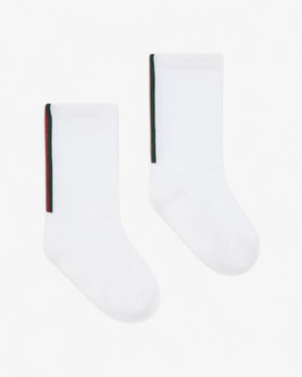 Gucci Baby White Cotton Socks with Side Web Stripe