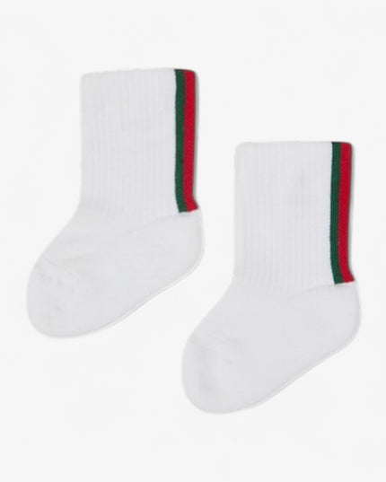 Gucci Baby White Cotton Socks with Web Trim