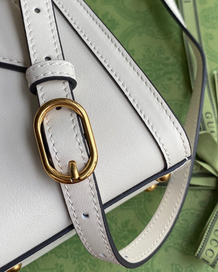 Gucci Bamboo Handle Beige Leather Small Tote Bag