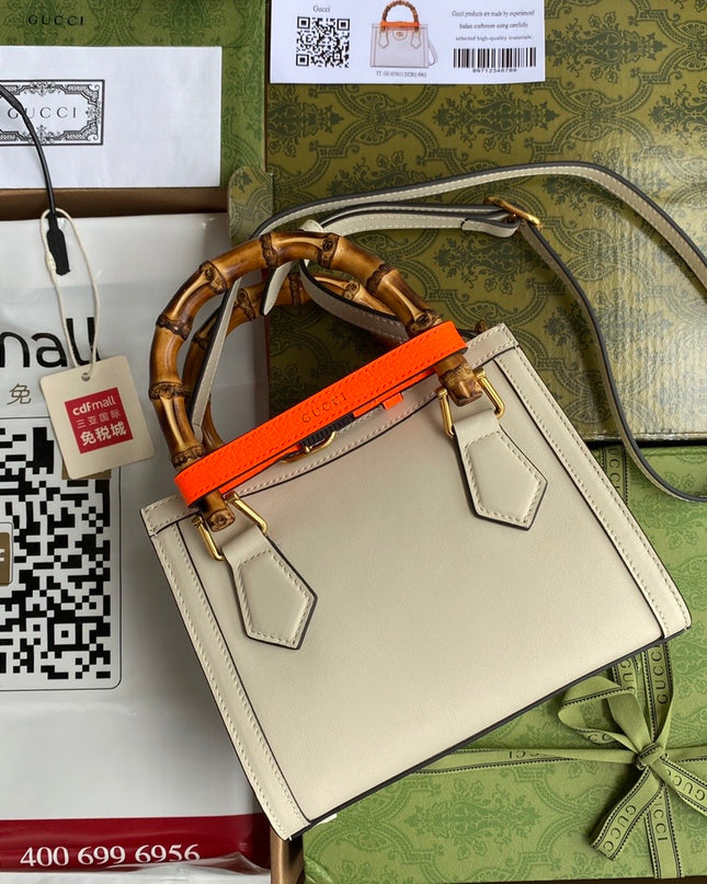 Gucci Bamboo Handle Beige Leather Small Tote Bag