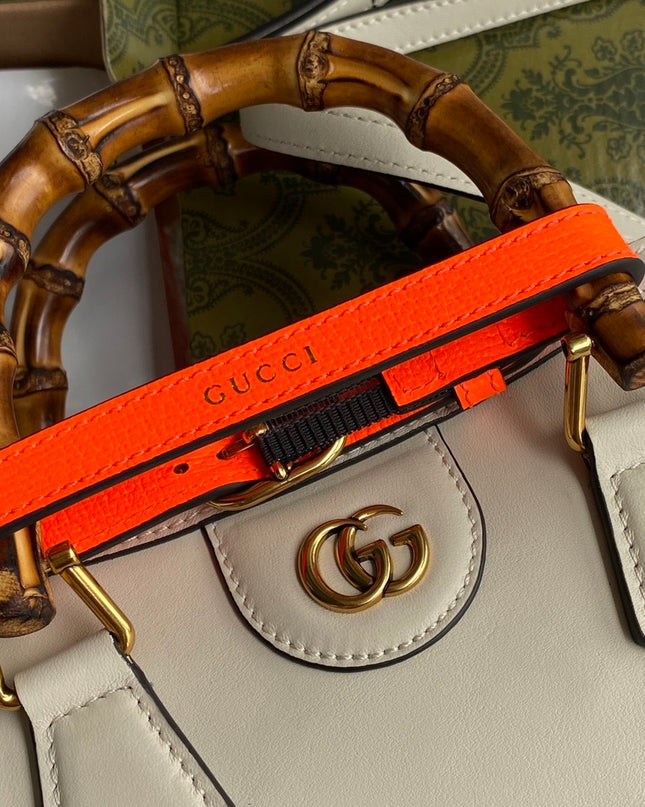 Gucci Bamboo Handle Beige Leather Small Tote Bag