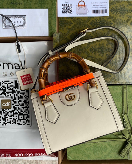 Gucci Bamboo Handle Beige Leather Small Tote Bag