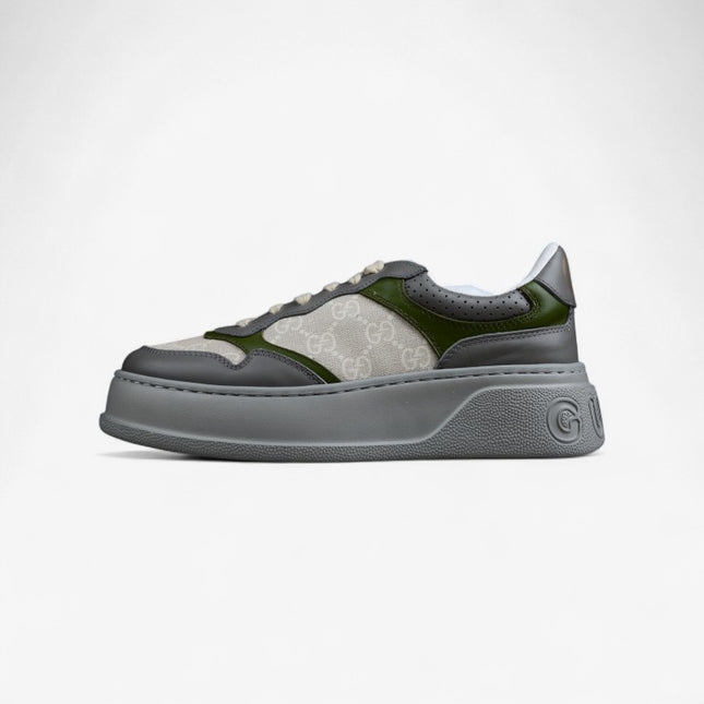 Gucci Basket Low-Top Sneaker – Grey/Olive GG Canvas