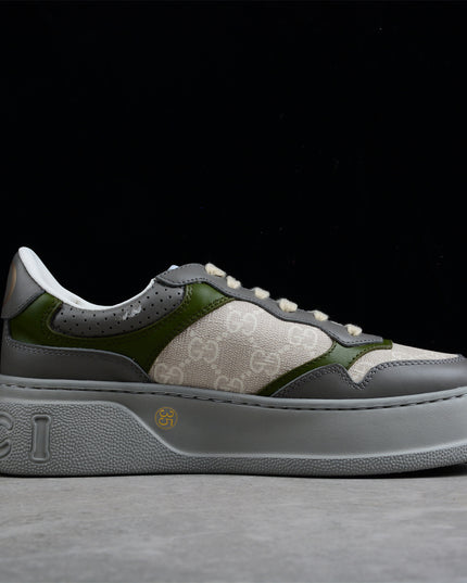 Gucci Basket Low-Top Sneaker – Grey/Olive GG Canvas