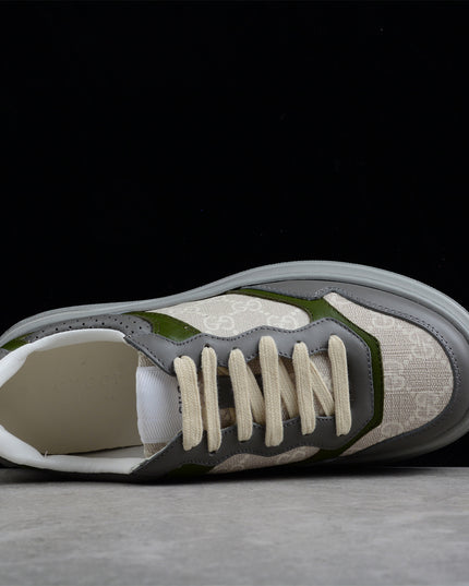 Gucci Basket Low-Top Sneaker – Grey/Olive GG Canvas