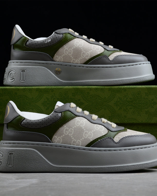Gucci Basket Low-Top Sneaker – Grey/Olive GG Canvas