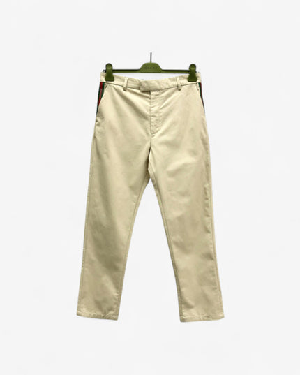 Gucci Beige Chino Pants with Web Side Stripe