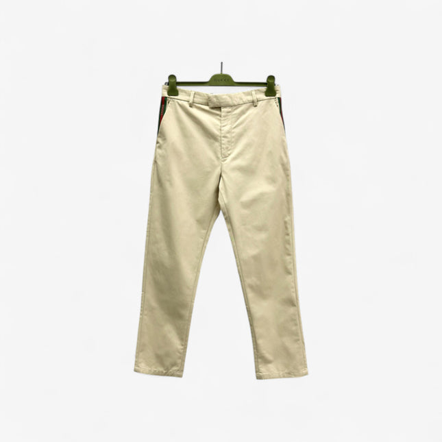 Gucci Beige Chino Pants with Web Side Stripe