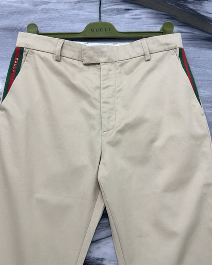 Gucci Beige Chino Pants with Web Side Stripe