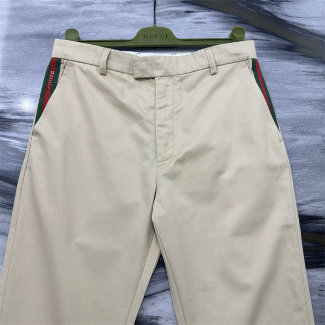 Gucci Beige Chino Pants with Web Side Stripe
