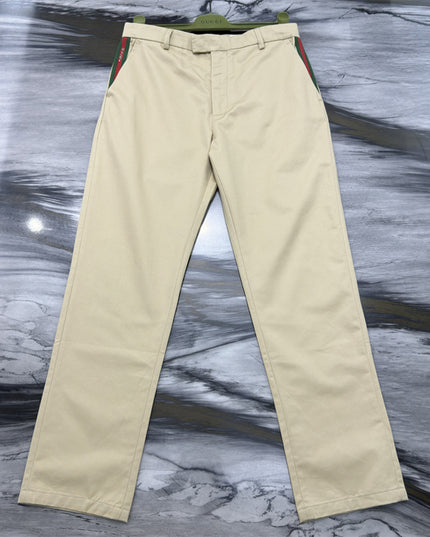 Gucci Beige Chino Pants with Web Side Stripe