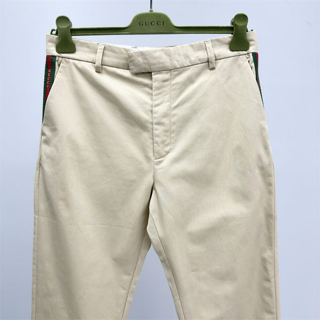 Gucci Beige Chino Pants with Web Side Stripe