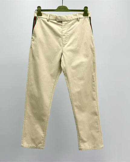 Gucci Beige Chino Pants with Web Side Stripe
