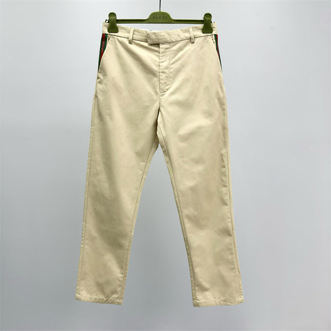 Gucci Beige Chino Pants with Web Side Stripe